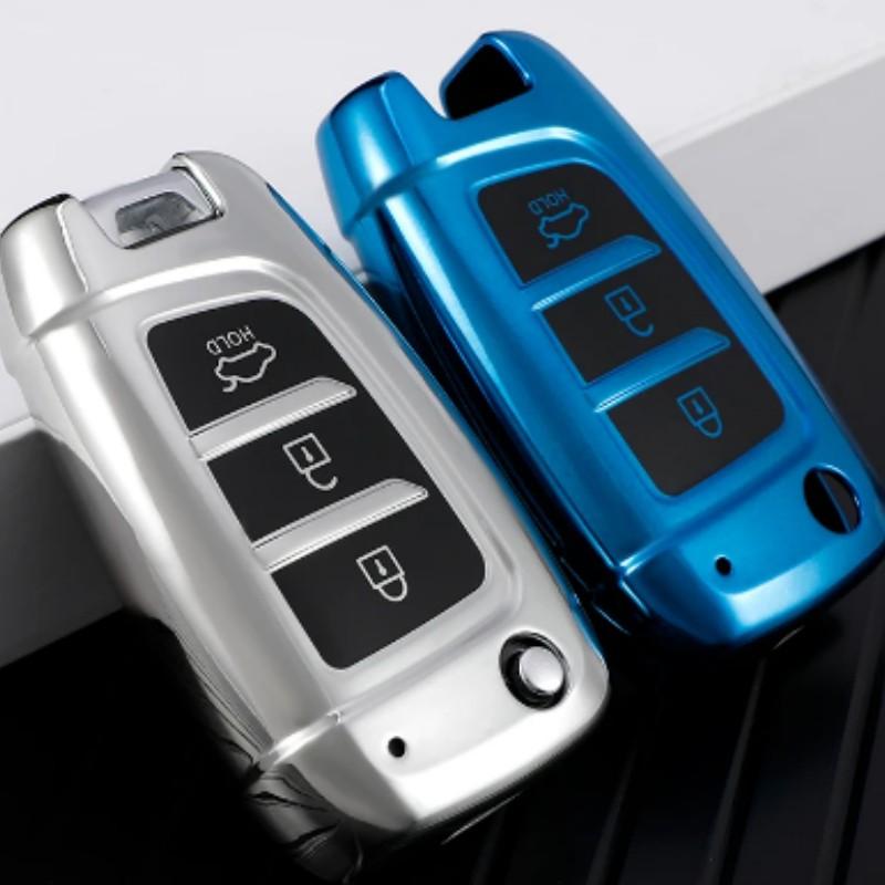Fashion TPU Car Flip Key Case Cover for Hyundai Elantra Solaris Tucson I30 I35 I40 KONA Genesis Santa Fe Azera Accessories