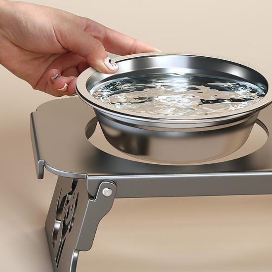 Elevated Dog Feeder Stainless Steel Pet Bowls with Foldable Stand No Spill Raised Pet Feeding Station for Healthy Eating Drinking Posture