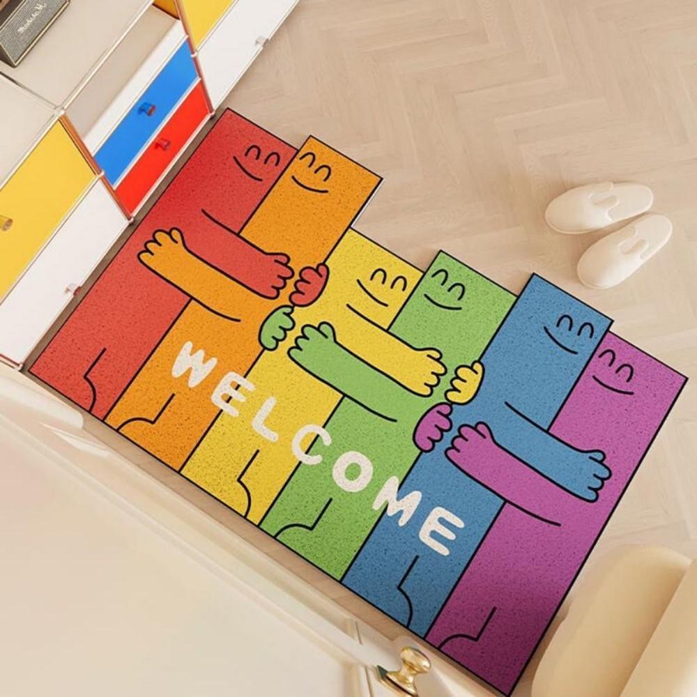 

Rainbow Cartoon Welcome Rug Multi Color Character Hug Design Living Room Bedroom Entryway Non Slip Mat Home Decor 40X60CM1.3X2FT