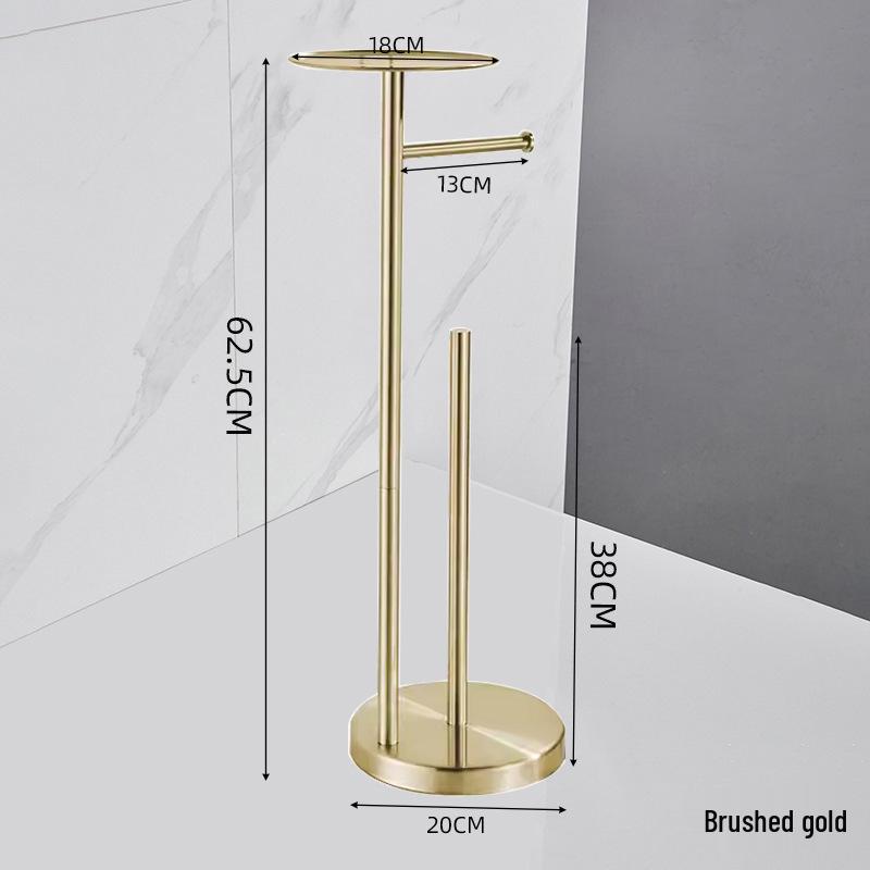 Bathroom Black Stainless Steel Odor-Proof Toilet Paper Holder and Floor Standing Storage Rack with Brush