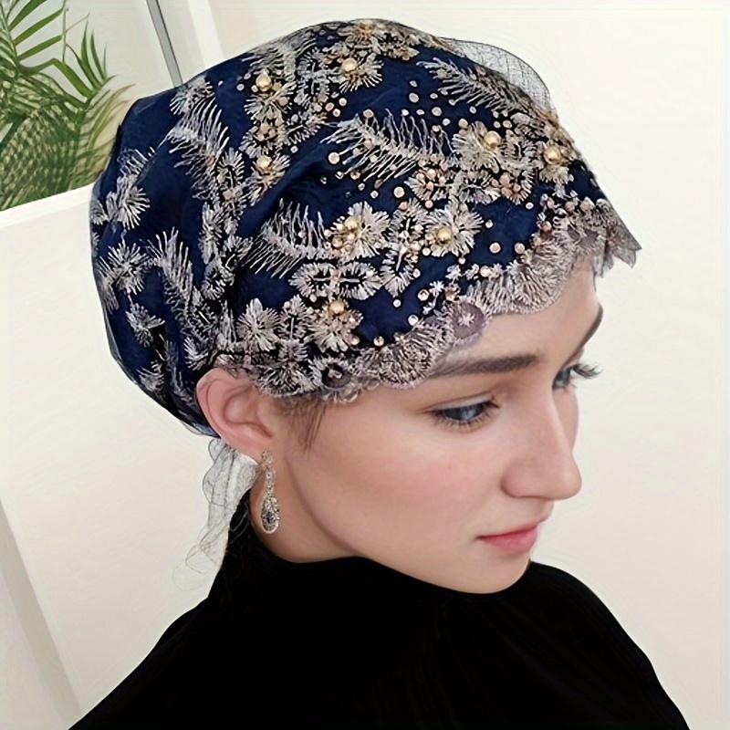 

Gorgeous Women s Feathered Hair Hat, Muslim Women s Hat, Stretchable, Soft and Comfortable, Can Be Used for Daily Going Out, Holiday Parties темно-синий