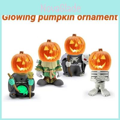 Cross-border New Halloween Gift Pumpkin Knight Garden Decoration Glowing Resin Ornament