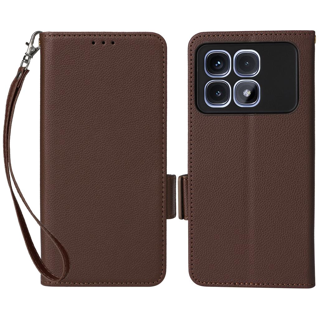 For Xiaomi Redmi K70 Ultra Case with Wrist Strap Litchi Texture PU Leather Wallet Phone Cover