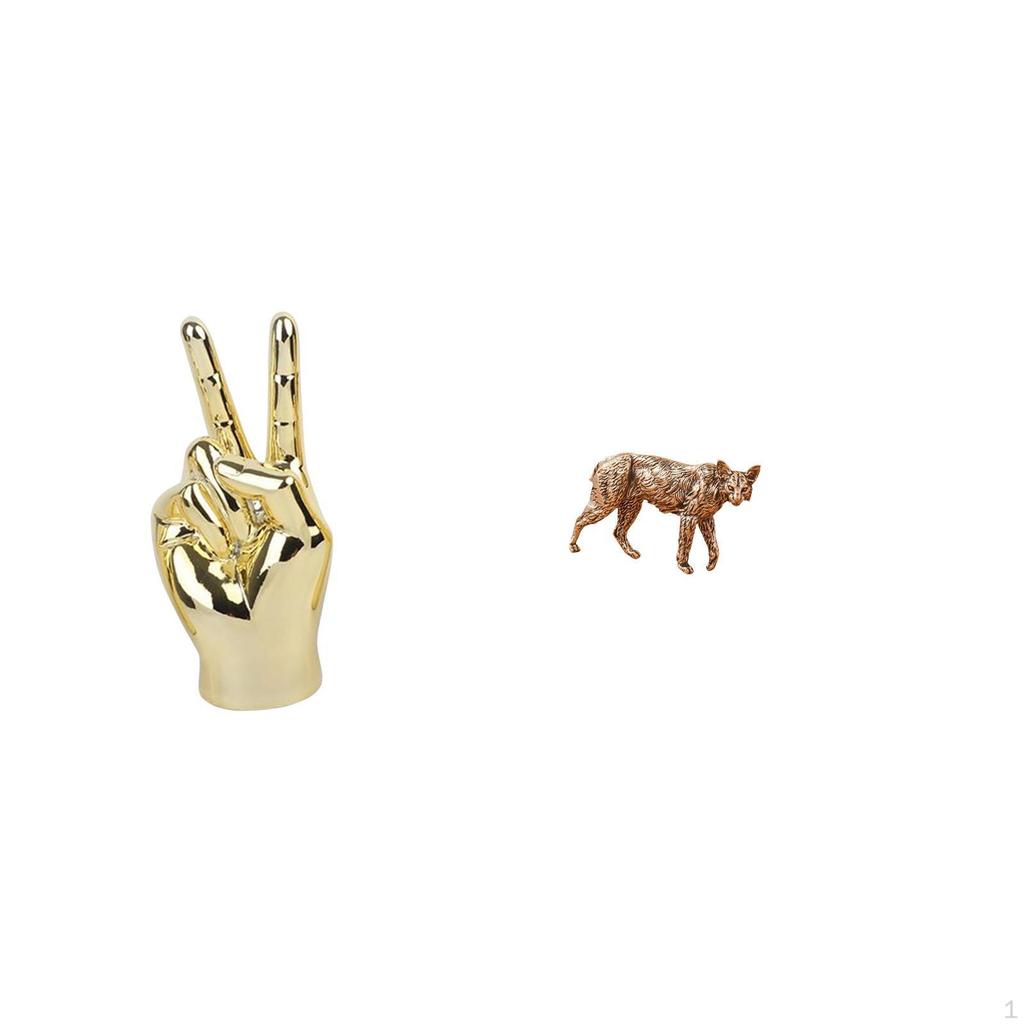 Creative Brass Finger Gesture Animal Sculpture Statue for Home Living Room Shelf Desk Cabinet Study