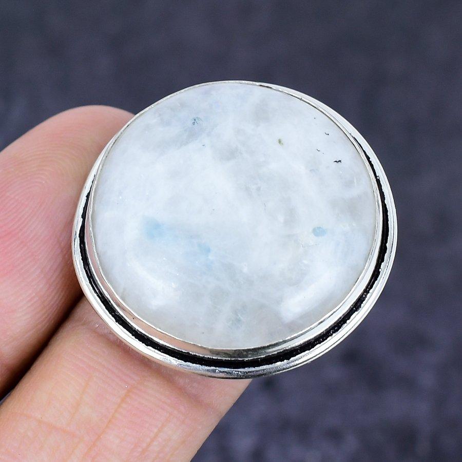 Natural Moonstone Gemstone Handmade 925 Sterling Silver Jewelry Ring Size 7 o2l79