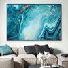 Abstract Blue Ocean Gold Glitter Artwork Canvas Painting Modern Seascape Poster and Print Wall Art Picture for Living Room Decor
