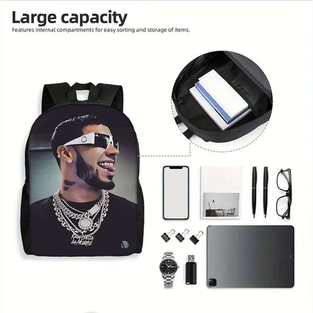 Fashion Hot Rapper Anuel AA Child School Backpack with Lunch Bags ,Pencil Bags ,School Bags for Boys Girls Best Gift