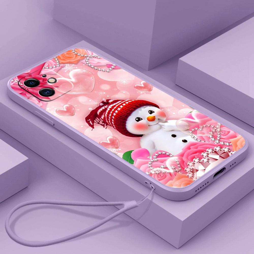 Samsung Galaxy A24 A54 A23 for iPhone 11 12 13 14 15 Pro Max Xiaomi Redmi 13C Huawei Straight Edge Soft Phone Case A3 Merry Christmas Bear Deer Art