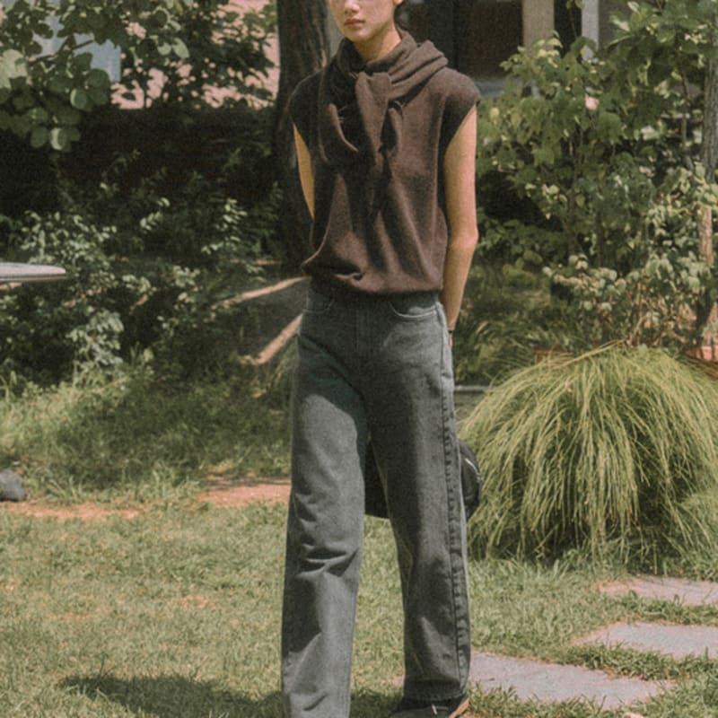 WISELY VELVET CASHMERE SHAWL MUFFLER_BROWN