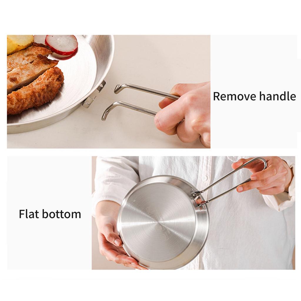 304 składane patelnie ze stali nierdzewnej przenośne patelnie nieprzywierające ze zdejmowanym uchwytem praktyczne naczynia kuchenne