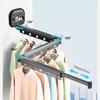 Wall-Mounted Suction Cup Clothes Drying Pole Aluminum Alloy Foldable Clothes Drying Rack Suitable for Bathroom Balcony