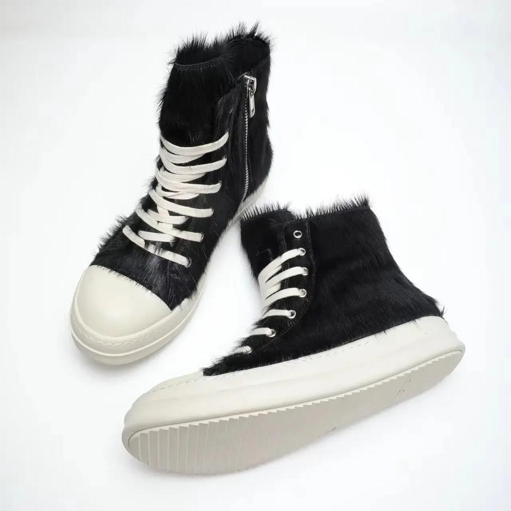 Rric Designer Trend Herren- und Damen-Leder-Pferdehaar High-Top-Schuhe Liebhaber Mode Freizeitschuhe Mode Damenschuhe