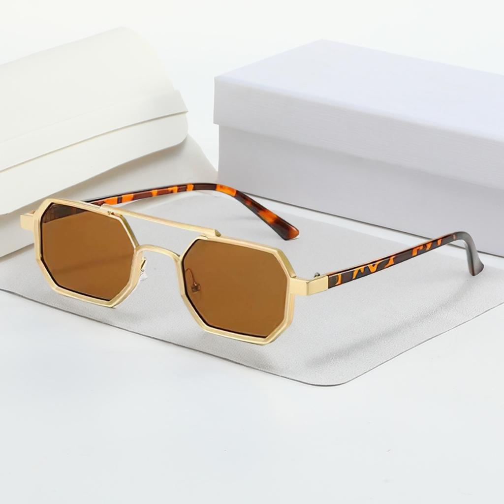 4Pcs/Set Stylish Metal Sunglasses For Women With Dual Tone Frame Gradient Blue Lenses Square Shape Modern Fashion Accessory