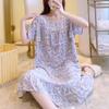 Sleeping Dress for Women In Summer Thin Cotton Silk Short Sleeved Without Chest Pad Home Clothing Knee Length for Outdoor Wear Dress