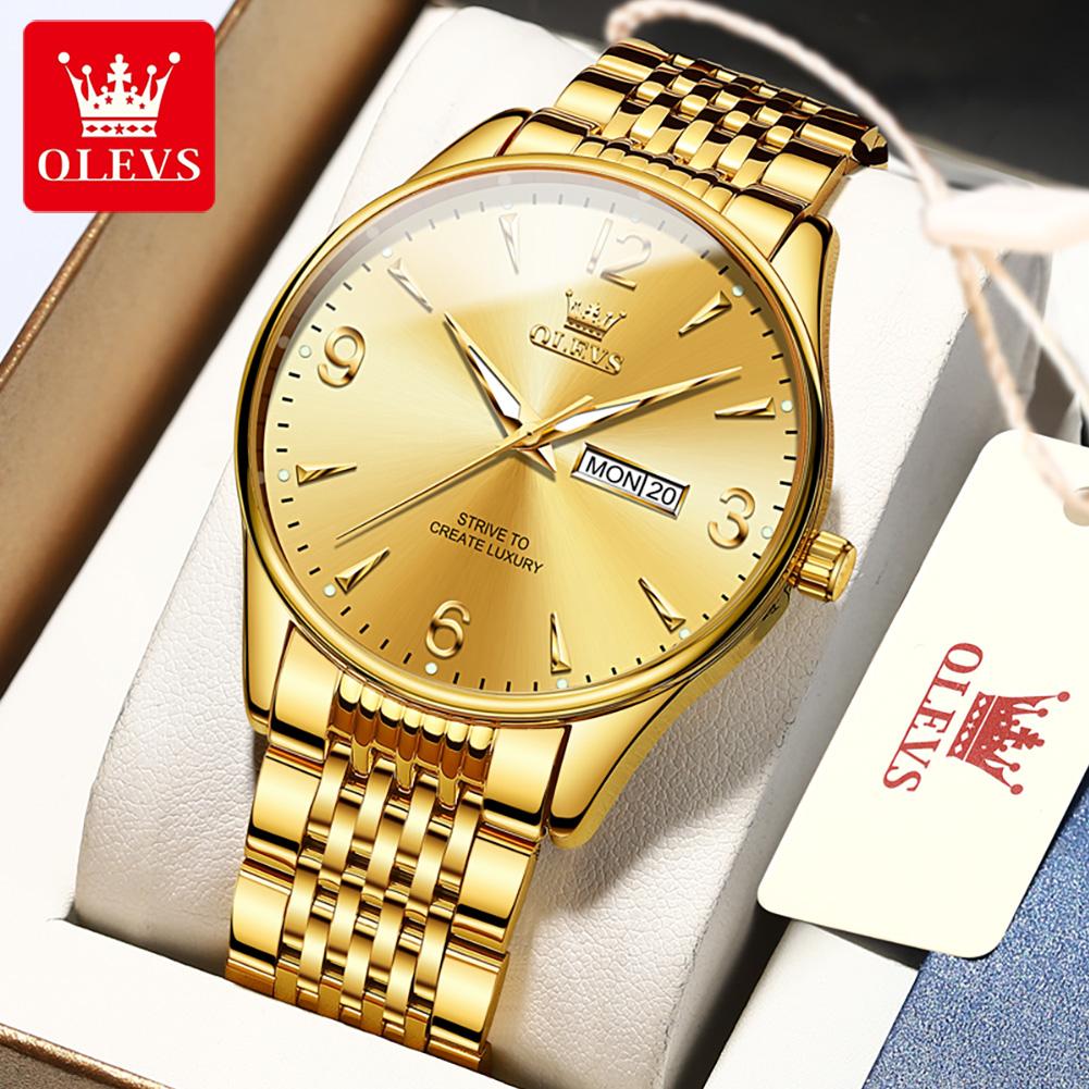 OLEVS Watches for Men Stainless Steel Waterproof Calendar Week Luminous Men's Watches Original Brand Luxury Quartz Watches 2928