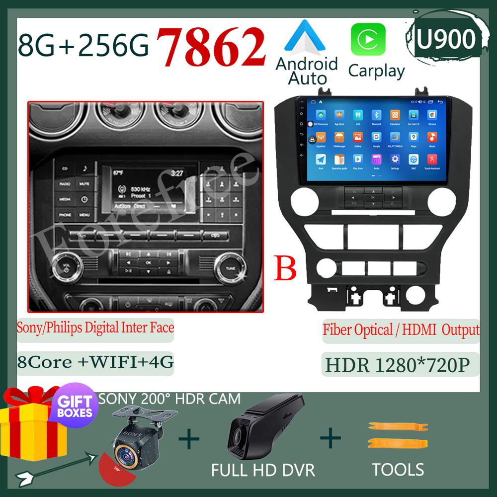 Android 14 For Ford Mustang 6 VI S550 2014 - 2025 Car Radio Multimedia Video Player Stereo Carplay Navigation GPS WIFI QLED DVD