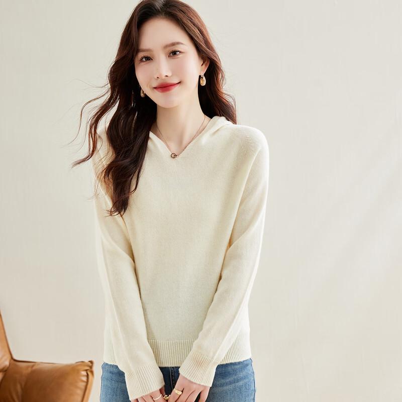 SNOWFLYING Women's Hooded 100% Wool Sweater