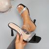Sexy Stiletto Sandals For Women Modern Sandels 2025 Summer Crystal Decor Thin High Shoes Plus Size Square Toe Pumps De Mujer