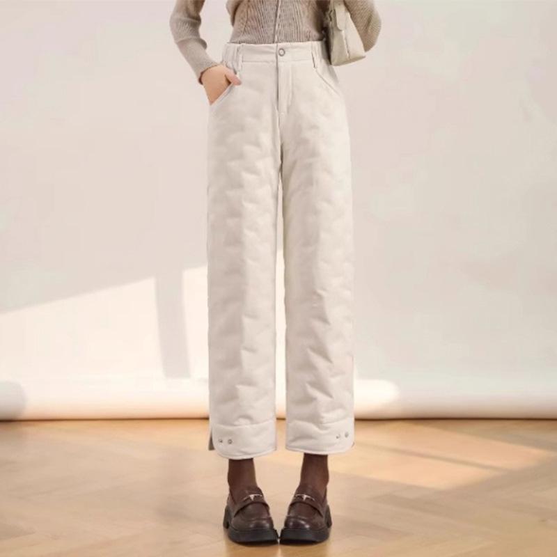 Damen 2025 Winter Gänsedaunhose: Lässige, hochwertige, kältefeste Schneehose mit geradem Bein