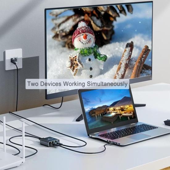 Ethernet Splitter 100Mbps High Speed Network Distributor Universal Plug-Play Gigabit Ethernet Splitter LAN Splitter with USB