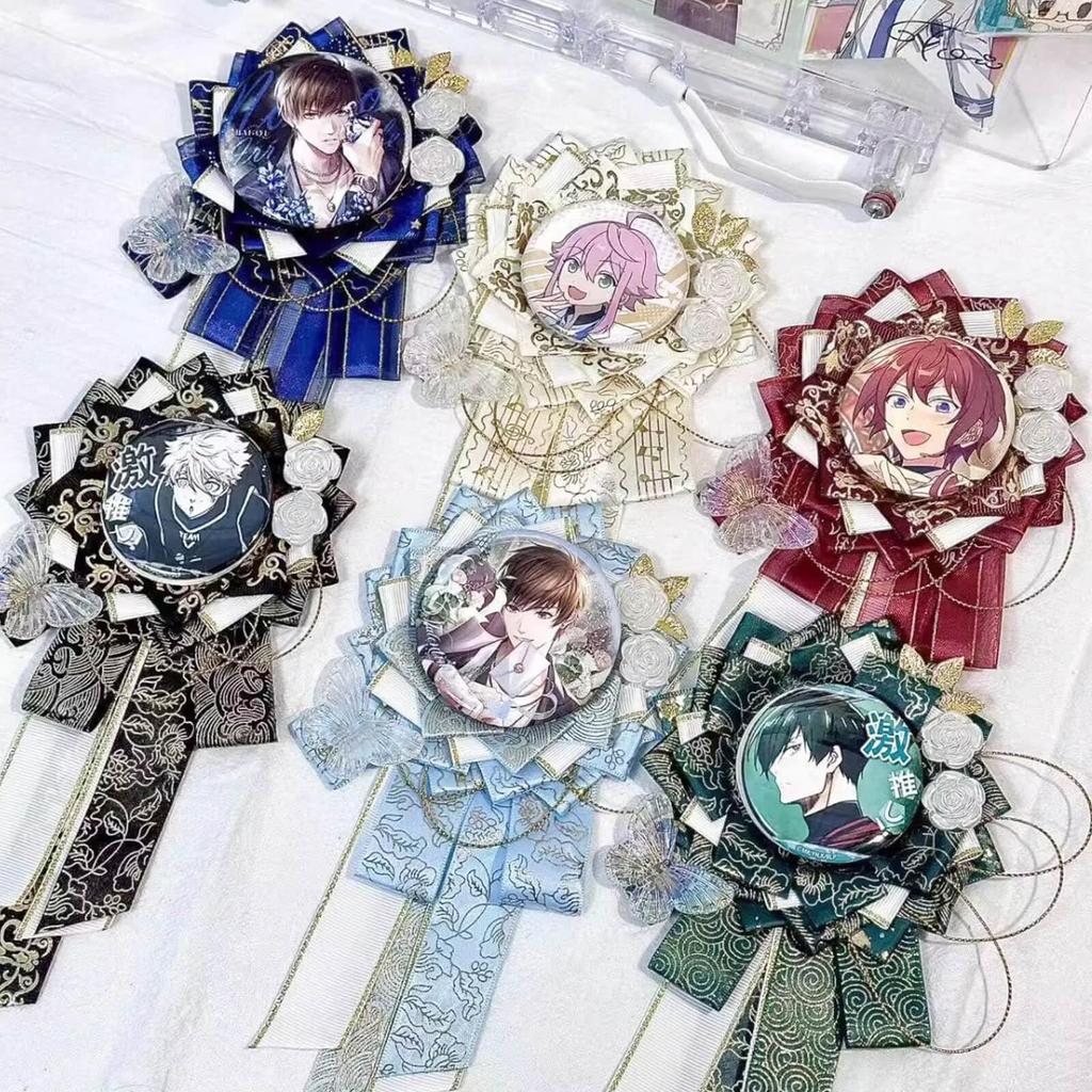 Set of 2 Rosettes for Can Badges, Fits 55-75mm Badges, Handmade with Ribbon, Butterfly and Flower Design, Perfect for Displaying and Decorating Ita