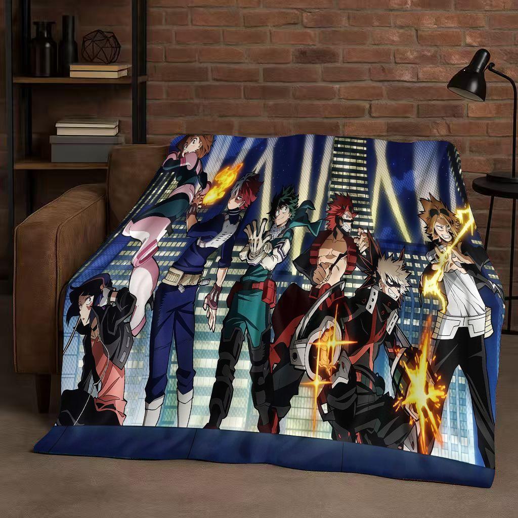 HD Anime My Hero Academia Bakugou Deku Cartoon Flannel Blanket,Ultra Soft Warm Plush Throw for Home Bedroom Bed Sofa Cover Kids