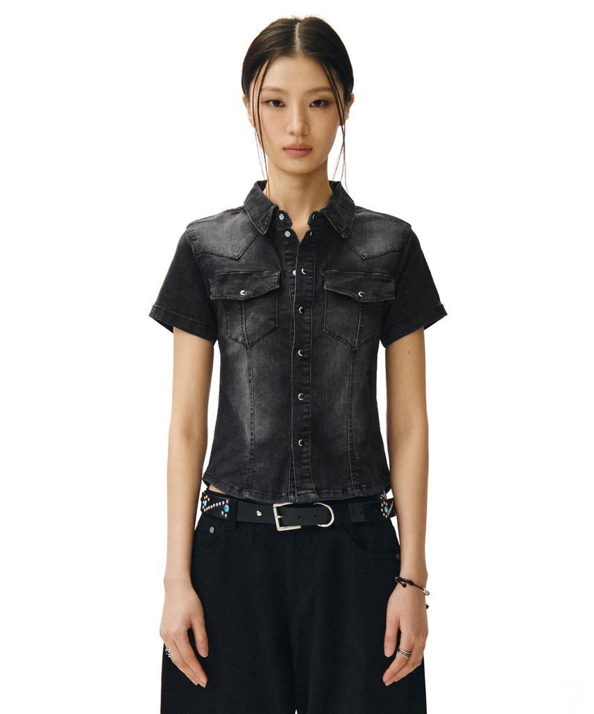 Deketeuumeon Western Slim Denim Short Shirts Dcwsh002Blacka
