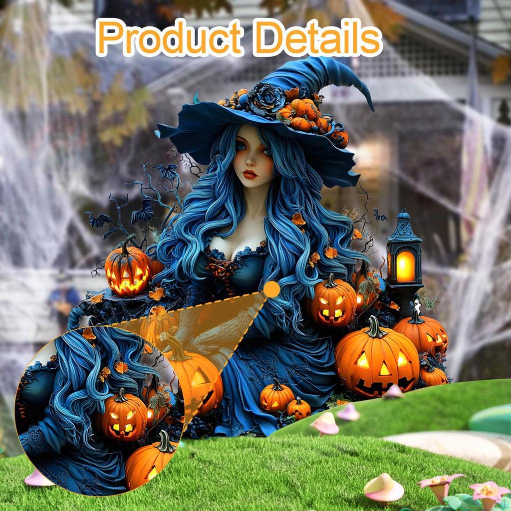 2D Acrylic Flat Garden Stake for Girl Halloween Decorative Plaque Fence Backyard Sidewalk Patio