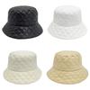 Grid Fisherman Pattern Hat Goose Down Fill Pure Color Versatile Style Warm Cap