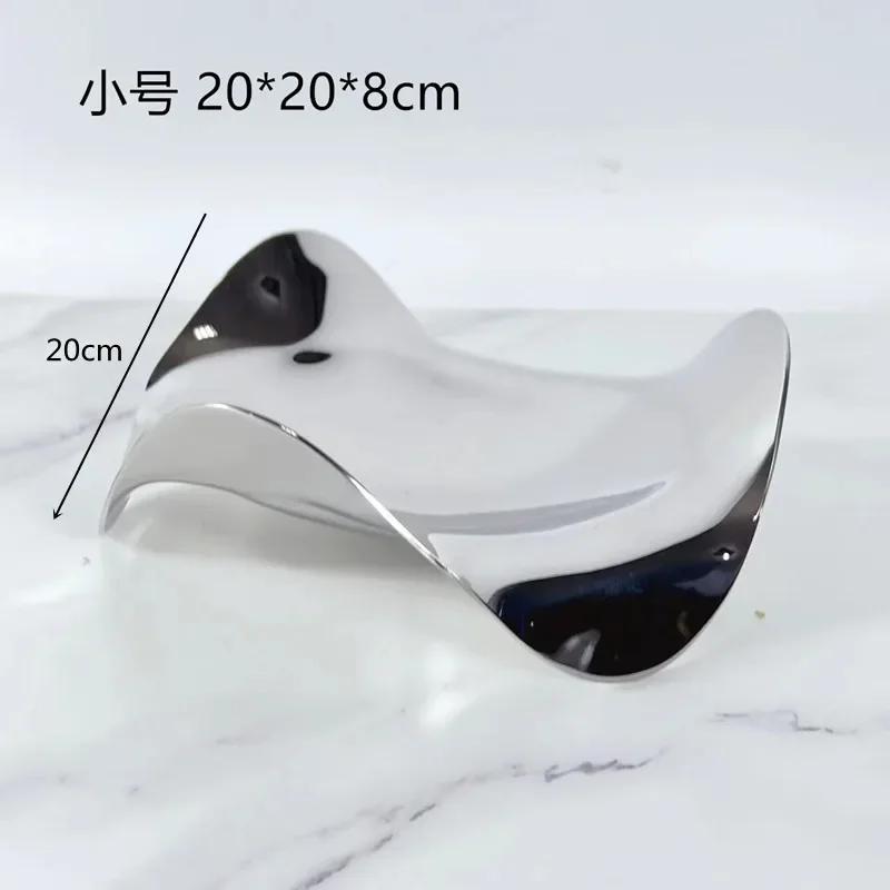 Luxury Mirror Stainless Steel Tray, Irregular Tableware Fruit Plate, Dining Table Decoration Ornaments, Kitchen Storage Box