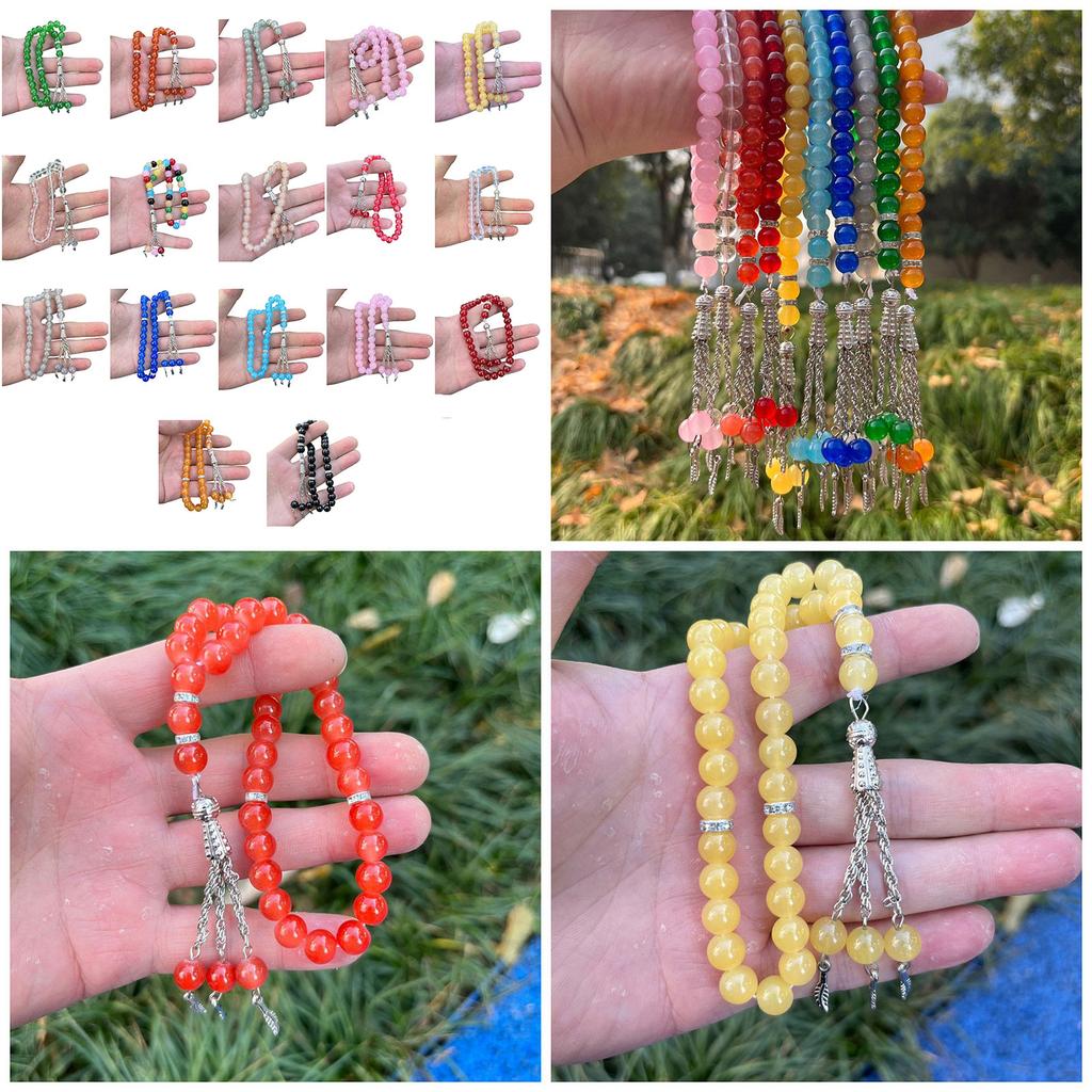 Handmade 33 Bead Tasbih Hand Bracelets Glass Prayer Beaded Bracelet Meditation Rosary Jewelry Religious Accessories