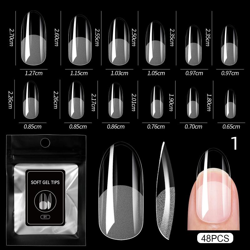 48Pcs Semi-Matte Press-On False Nails Medium Short Design Fake Nail Tips No Polishing Required for DIY Salon Home Use