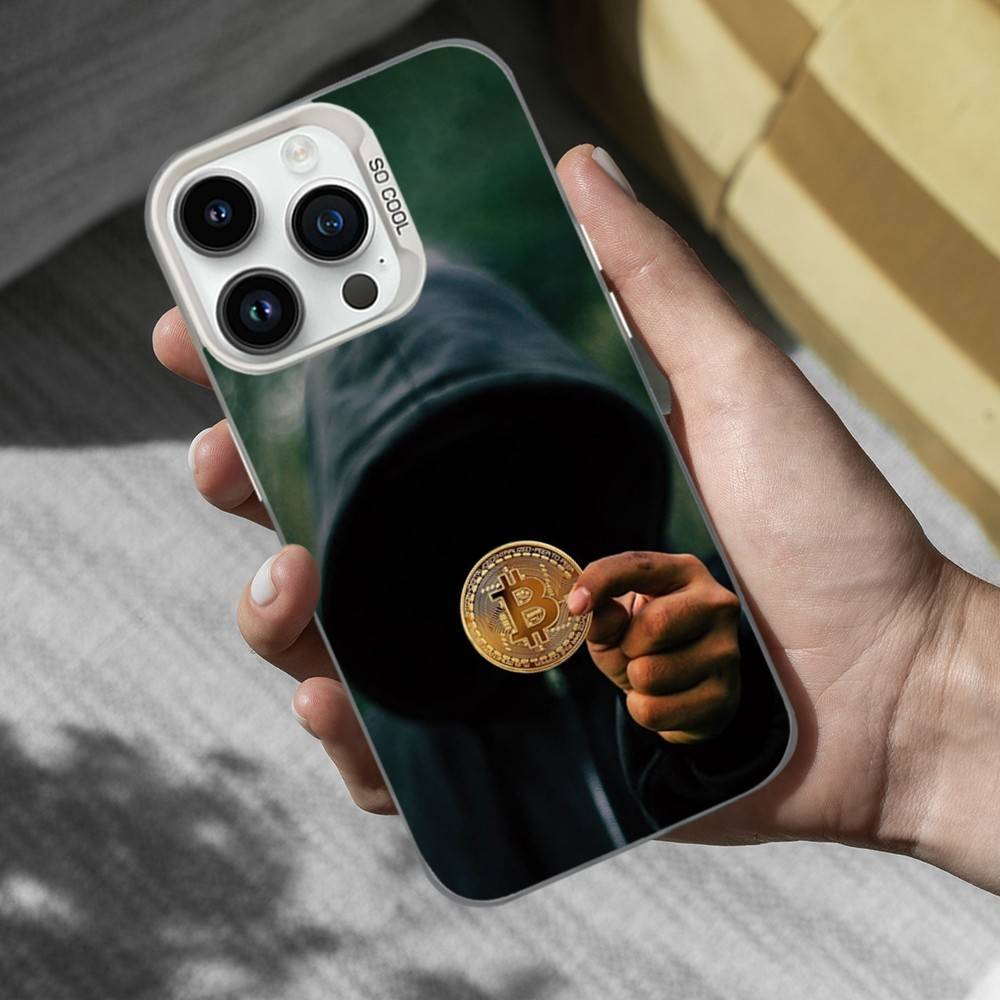 Cool Art Bitcoin Digital Phone Case For iPhone 17,16,15,14,13,12,11,Mini,XS,Pro,SE,MAX White Matte Shockproof Cover