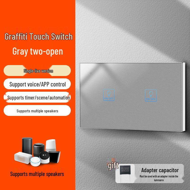 Graffiti Smart WiFi Wall Switch with Alexa & Google Voice Control, US/EU Specs, Touch Panel