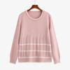 Women's Plus Size Round Collar Clashing Stripe Top Autumn and Winter Loose Casual Sweater Knitwear