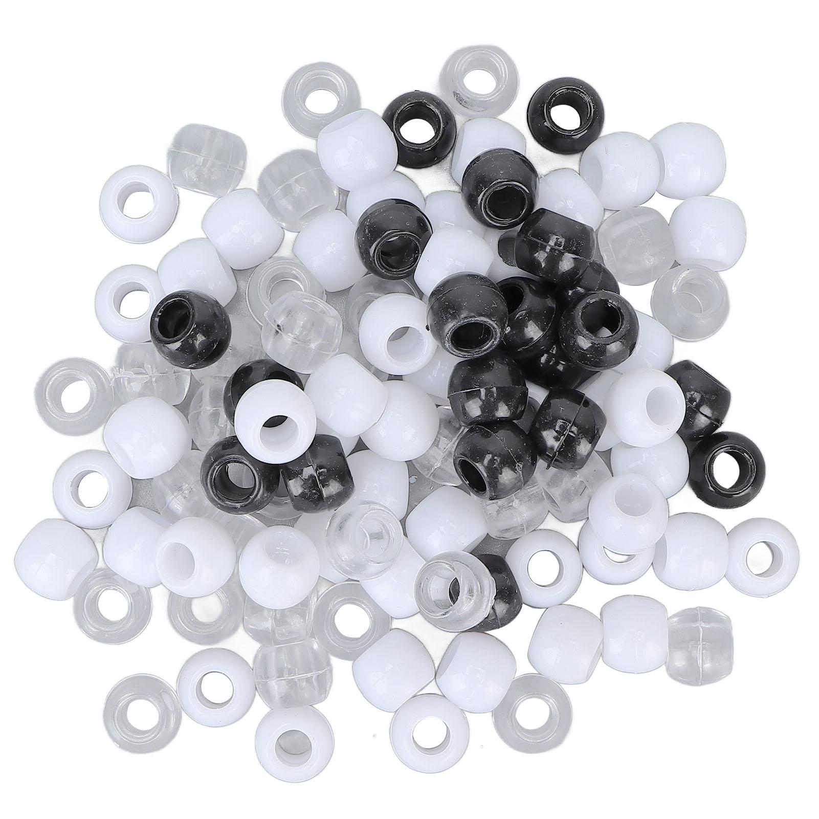 

100 шт., бусины для дредов, разные цвета, бусины для плетения волос, аксессуары для украшения бороды Black White Transparent