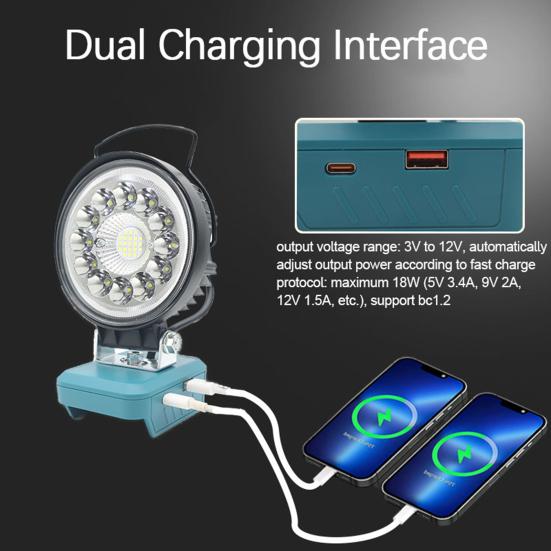 LED Work with Type-C USB Quick Charging Ports Heavy Duty Aluminum Alloy