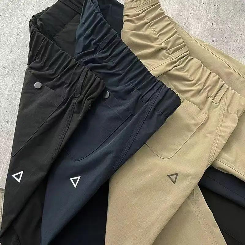 Summer Thin Cargo Pants Men Casual Tapered Trousers with Zipper Pockets Quick Dry Streetwear Pants for Outdoor Daily Wear S-3XL