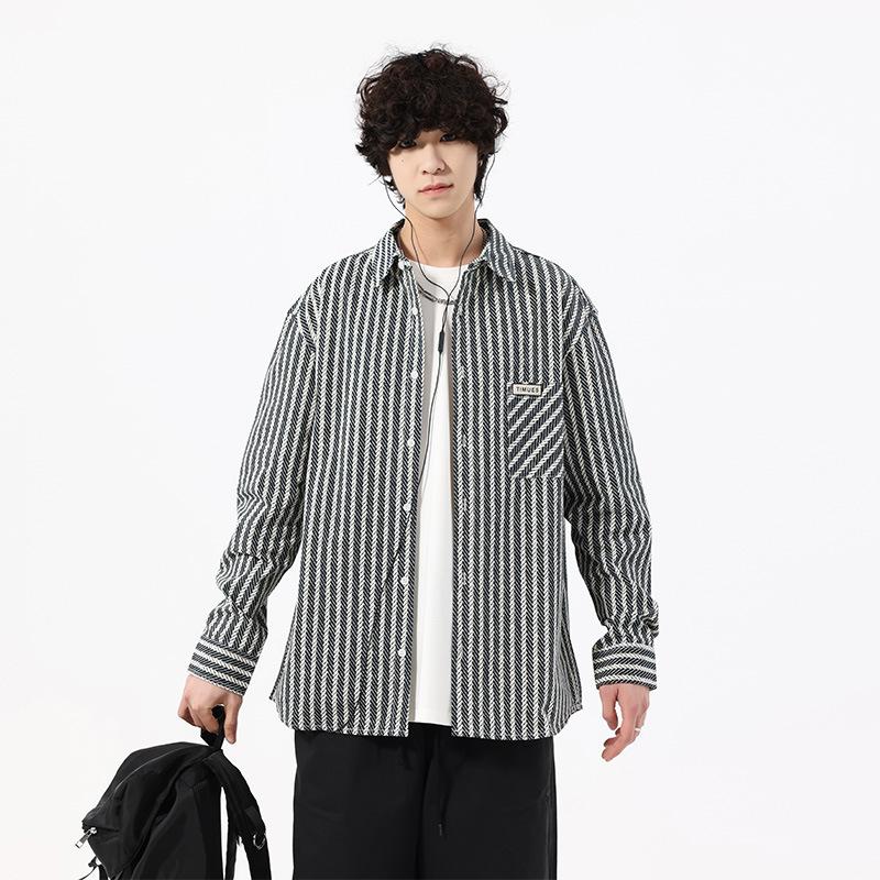 

Модная весенне-осенняя рубашка-куртка мужская свободная повседневная джинсовая рубашка из чистого хлопка с длинными рукавами для молодежи 3XL