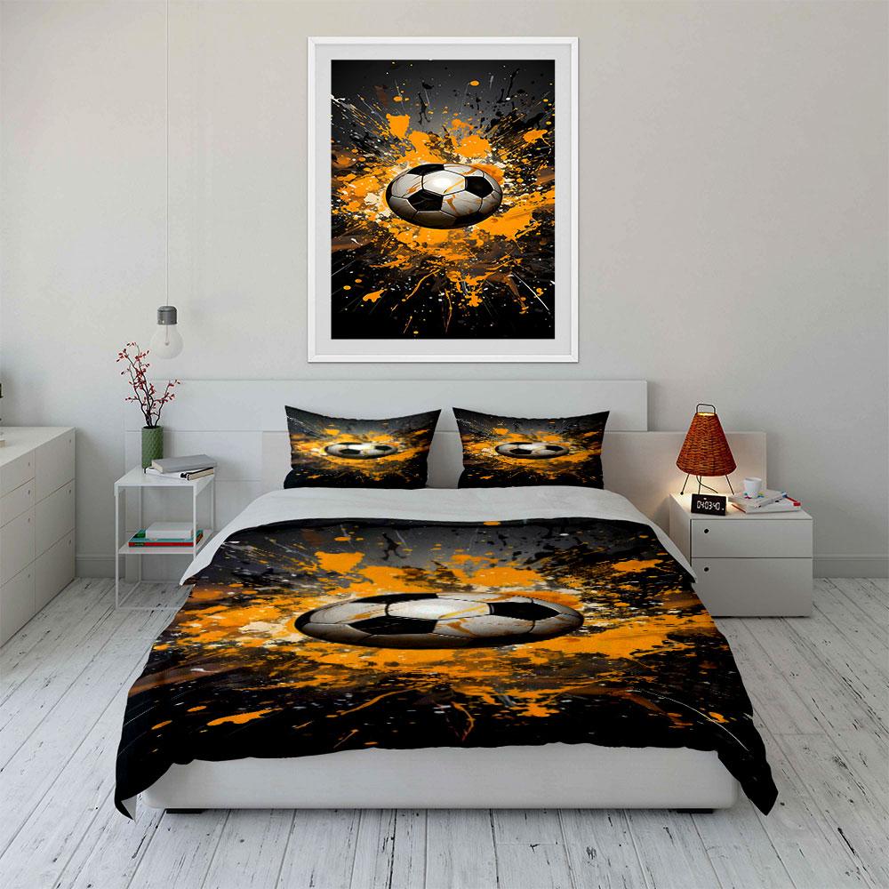 Soccer Ball with Splashes. Bedding Sets Duvet Cover Sets Duvet Covers Pillowcases(1*Duvet Cover 2*Pillowcases Without Duvet Insert)