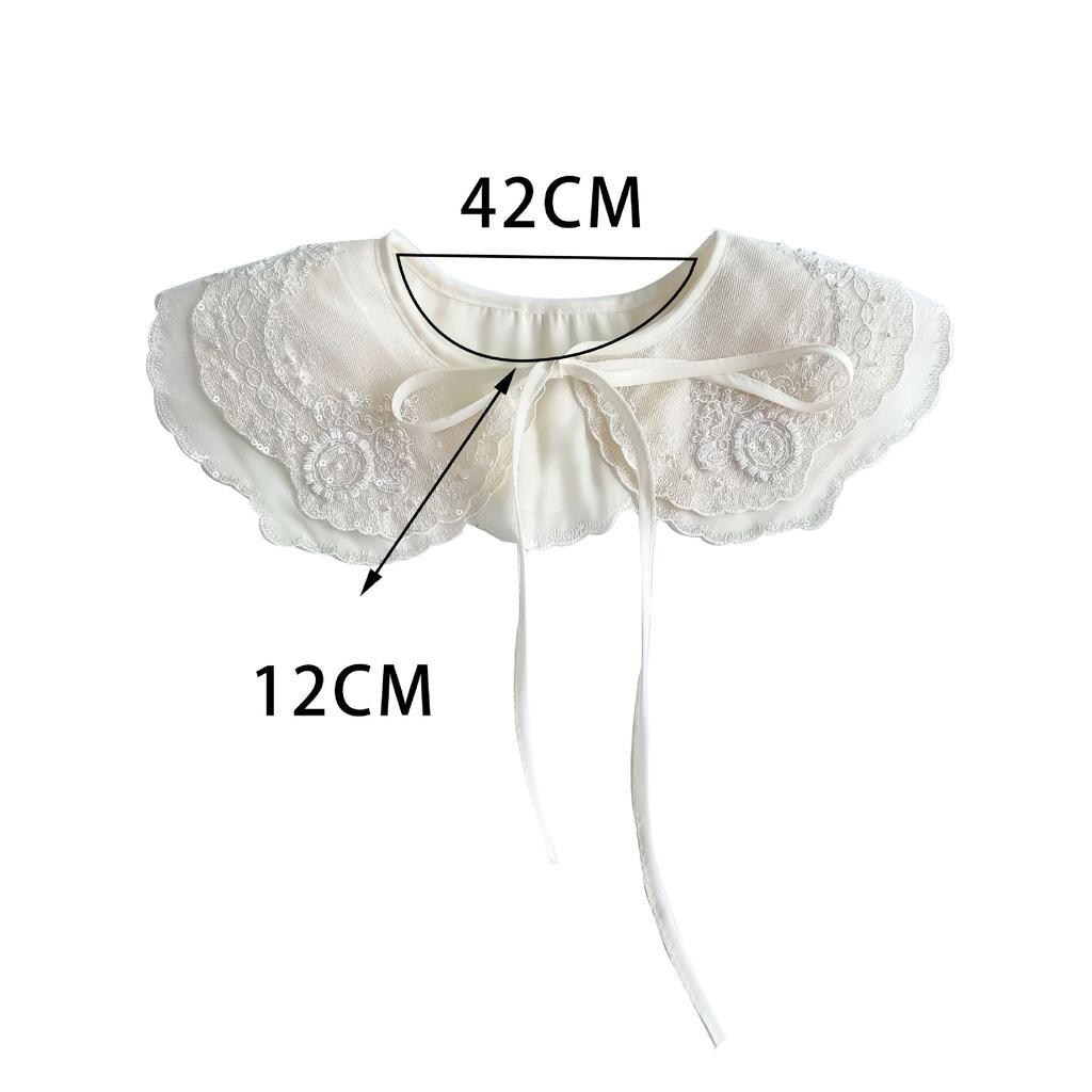 Versatile Double-Layer Embroidered Fake Collar Women'S Hanfu Outer Decorative Collar Korean Version Lace Collar Multi-Functional Shawl Fake Collar