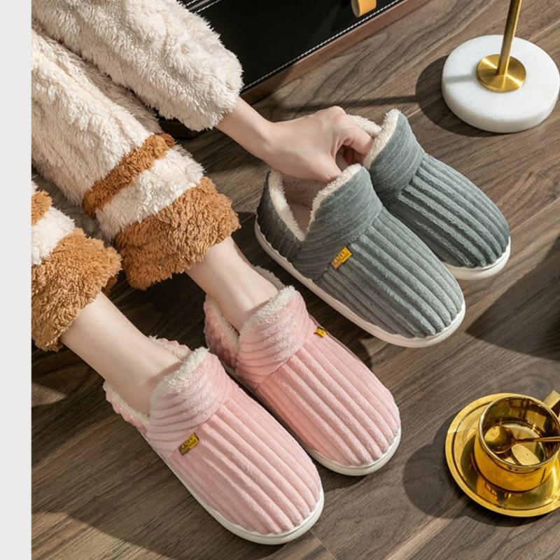 Fashion Crestar Winter Plush Slippers For Women New Comfort Keep Warm Home Cotton Shoes Outdoor Simple Solid Color Adult Casual Slippers