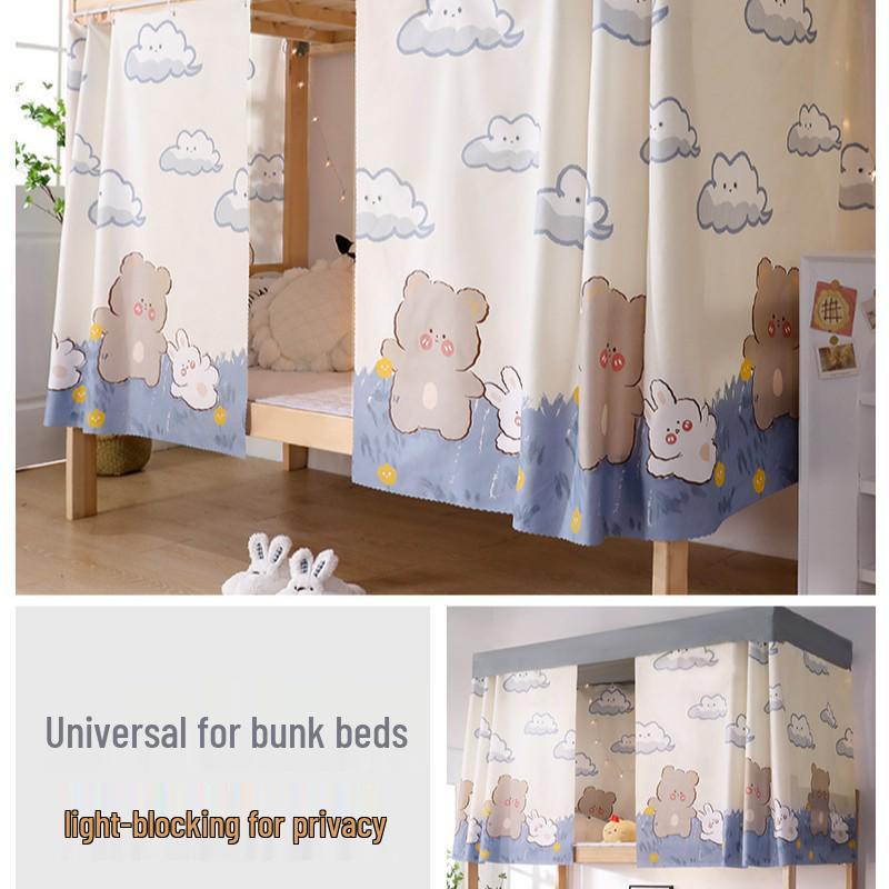 Bright Sun Blackout Dorm Bed Curtains for Students (Upper/Lower Bunk)