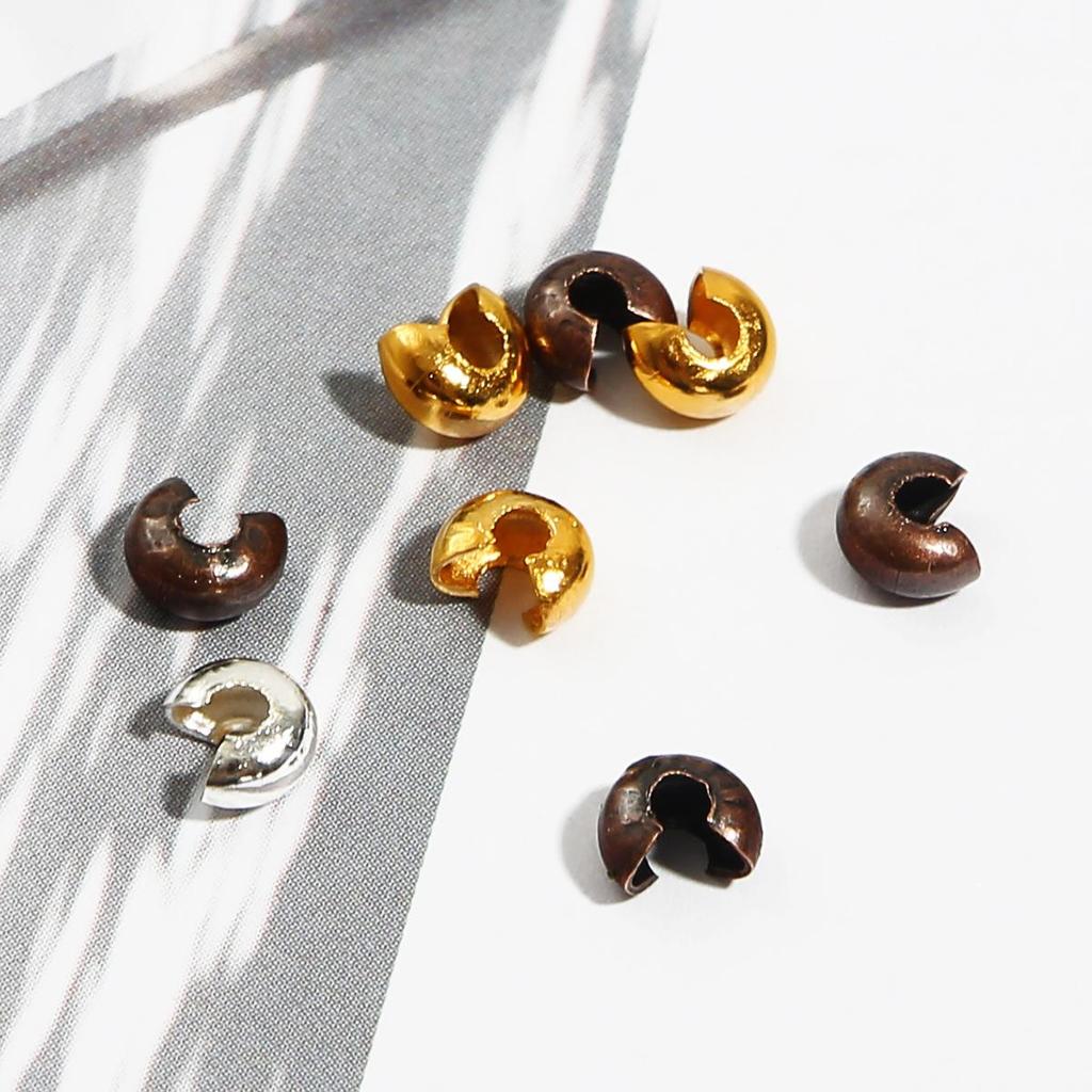 100 buc Huse de mărgele de sertizare din fier Capac rotund de sertizare Sfaturi de clemă Acoperire cu noduri Găsire de bijuterii din metal DIY