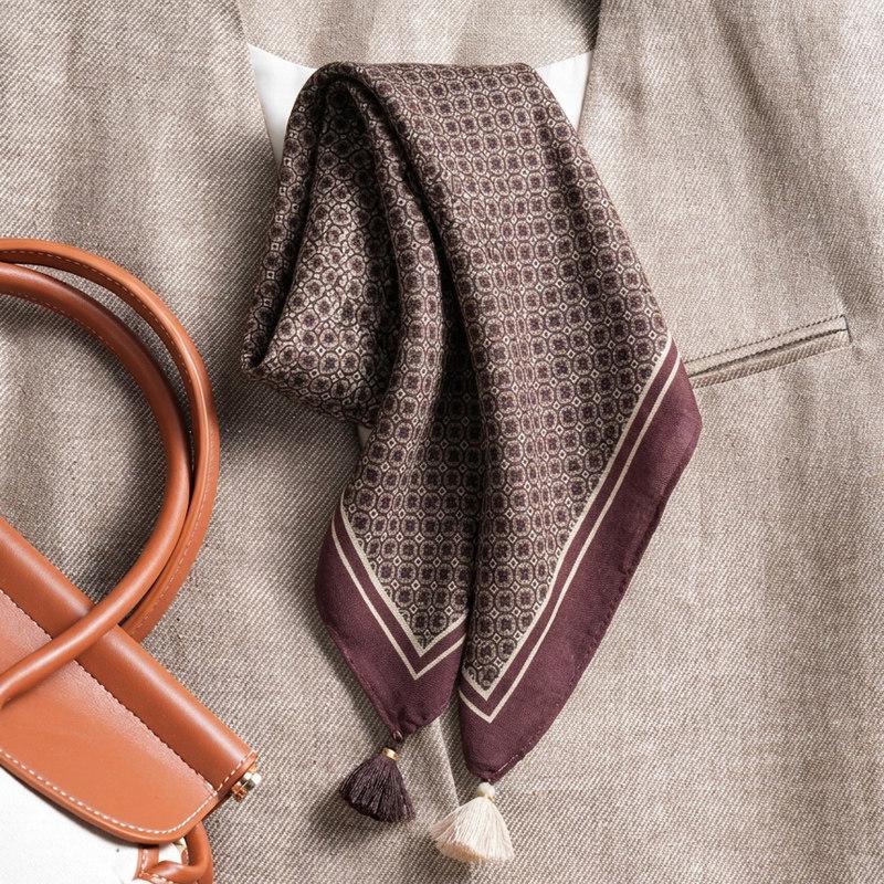 New 71 polka dot small square scarf silk scarf women's Korean velvet double-sided hanging ear neck protection small scarf scarf shawl