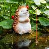 Fishing Hedgehog Figurine Resin Hedgehog Collectible Ornament Miniature Angler Hedgehog Statue for Fish Tank Aquarium