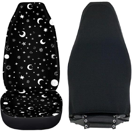 Pehede Car Seat Cover Moon Stars Planet Front for Cars, Easy To Tall Cover Set, Accessories Auto Trucks Van SUV,2 Packs