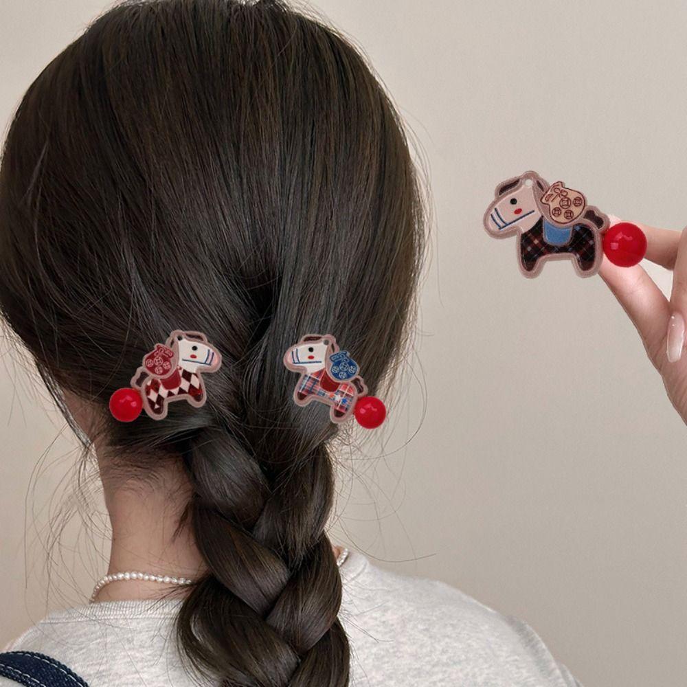 9pcs Good Luck Pony Hair Clip Horse New Year Hair Accessory Cute New Year Hairpin Gift
