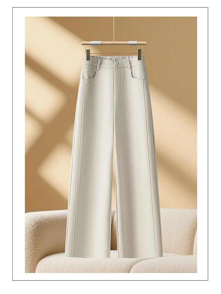 Women's High-Waist Slimming Woolen Wide-Leg Pants - Autumn/Winter 2025 Collection