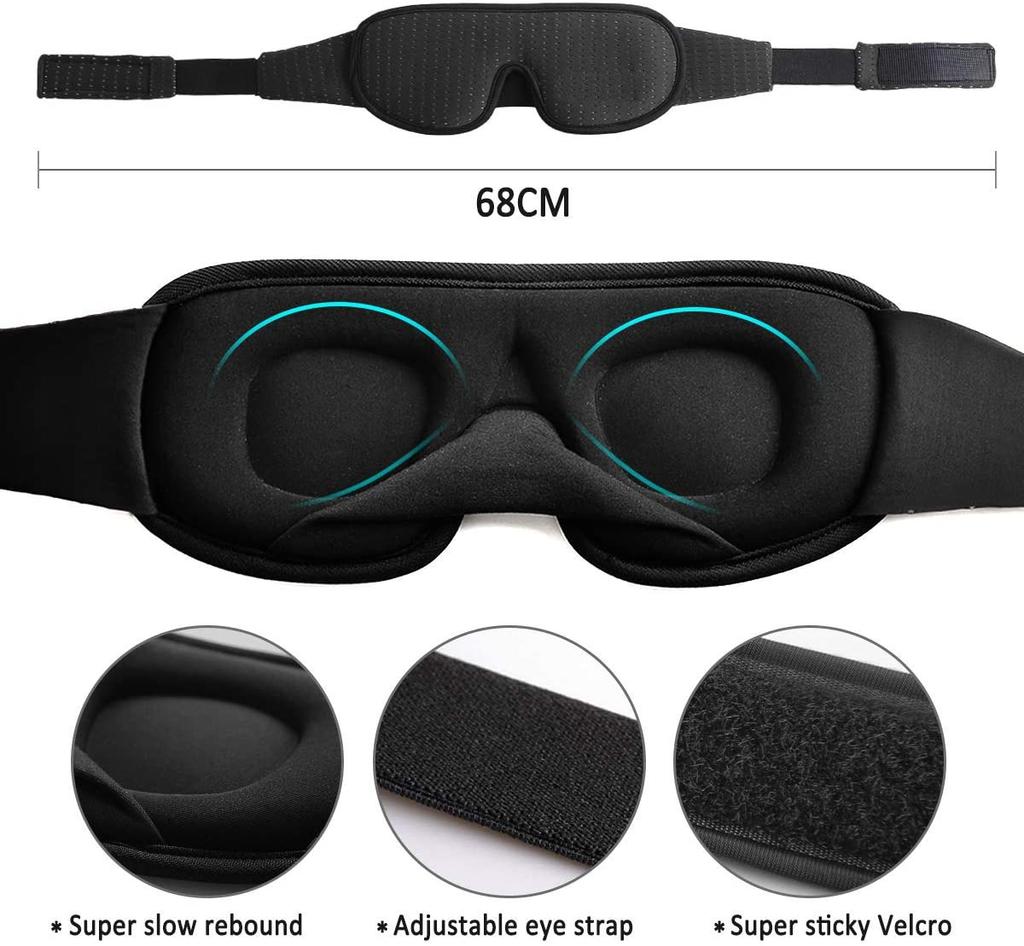 Durable And Safe 3D Mask For Sleep Eye Mask Lights Blockout Soft Padded Sleeping Fabric Cover Shade Blindfold Eyepatch
